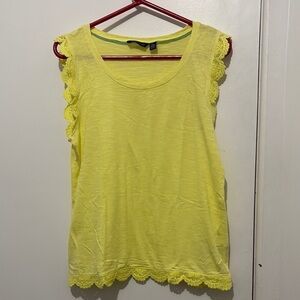Tommy Hilfiger Yellow Lace Trim Sleeveless Top